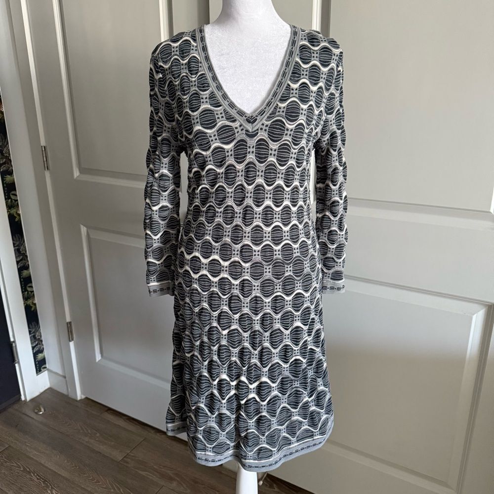 Missoni Gray and Black Geometric Print Wool Blend Sweater Dress Size IT 44 US 8 - Picture 1 of 8